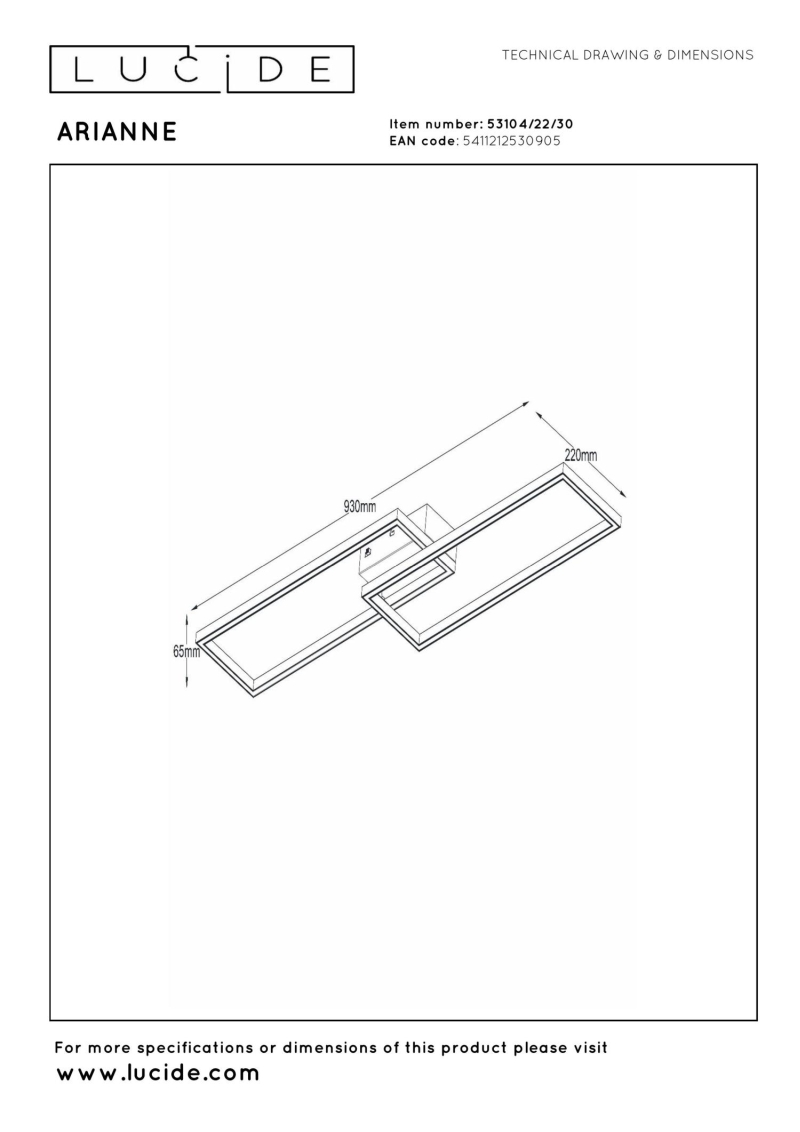 Lucide ARIANNE - Flush ceiling light - LED - CCT - 1x23W 2700K/4000K - Black